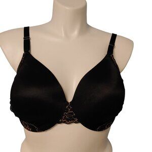 Soma Vanishing Back Bra Women's Plus Size 38DD Black Gold Lace Underwire Padded
